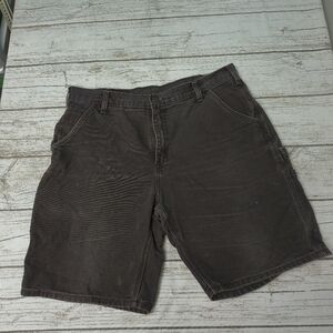 Carhartt Brown Duck Canvas Work Shorts Thrashed Men Size 36